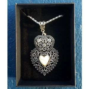 Cream Howlite Sterling Silver Heart Necklace